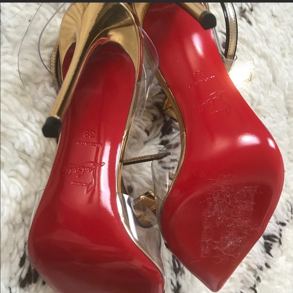 Rare Christian louboutin clear/gold 39 - Picture 3 of 11